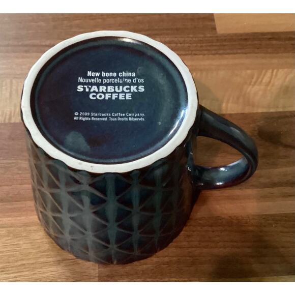 2009 Starbucks Bone China Diamond Embossed Purple Brown Glossy Coffee Mug Cup - Picture 10 of 10